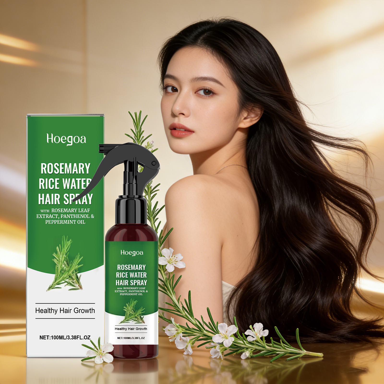 Hair Care With Rice Water - Rosemary Hair Growth Spray with Rice