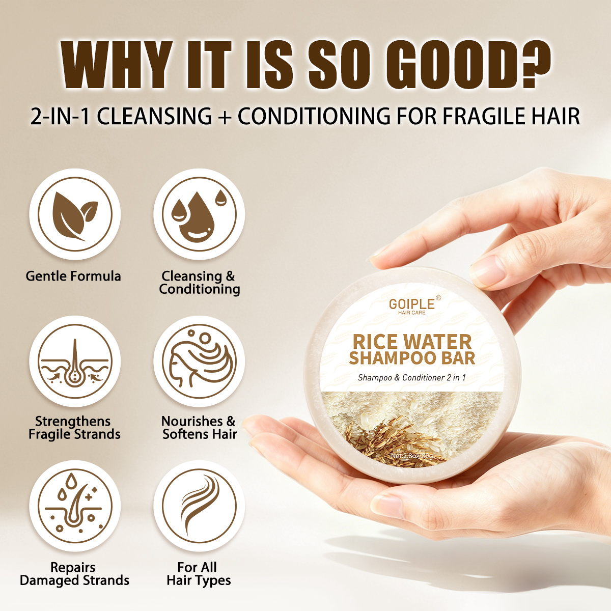 Natural Rice Water Shampoo Bar - Hair Care With Rice Water recensie en prijs