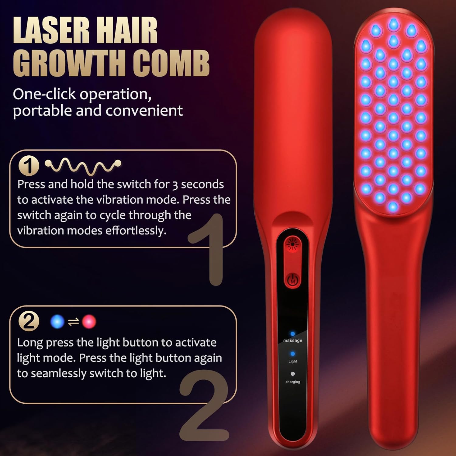 Laser hair growth comb, red li - Hair Care With Protein recensie en prijs